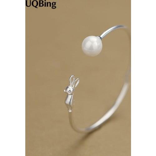 Fashion Beautiful 925 Sterling Silver Bangles Pearl Cat Cuff Bangles & Bracelets Women Accessories Srebrna bransoletka