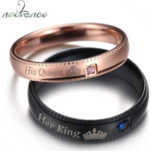 Nextvance Her King His Queen CZ Couple Ring Crown Design Band Ring for Women Men Alyans Bayan Romantic Jewelry