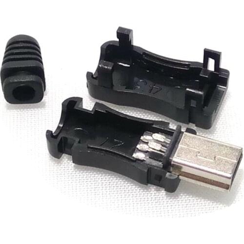 10Pcs DIY USB 2.0 Mini 10 Pin Male Jack Welding Plug Connector 4 in 1 Connector Adaptor Black