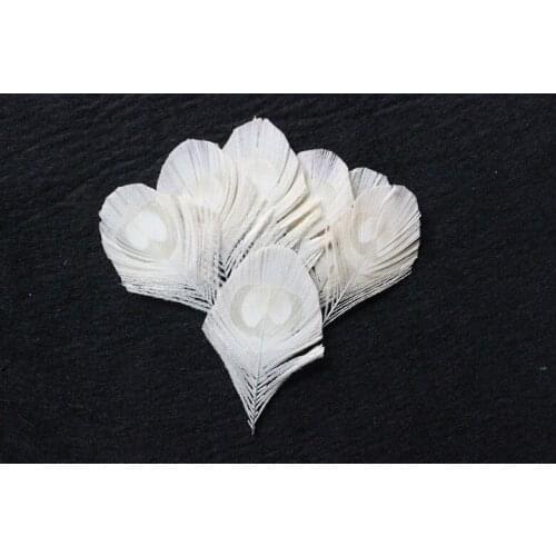 10pcs a pack real Peacock white Feather Trimmed peacock eye costumes sewing Hat wedding Decorative 8-12cm