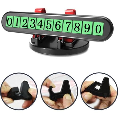 2@# Car Cell Phone Holder Dashboard Sticking Universal Wear a Luminous Temporary Parking Phone Number Hidden Switch 360 Rotate
