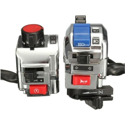 2pcs 22mm 7/8" motorcycle handlebar control switch engine start headlight turn signal horn switch 12V universal