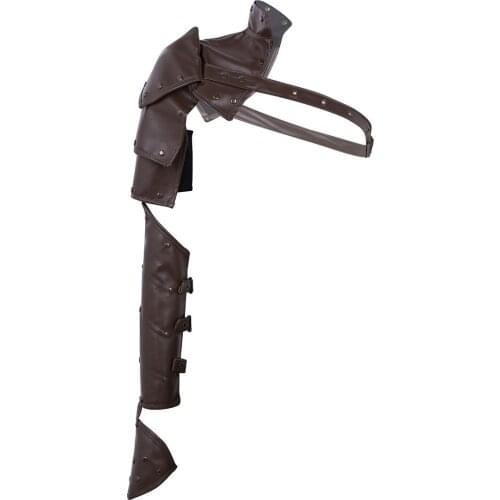 2PCS Gothic Steampunk Style PU Adjustable Metal Rivets Shoulder Armors with Arm Strap Set Cosplay Costume Accessory