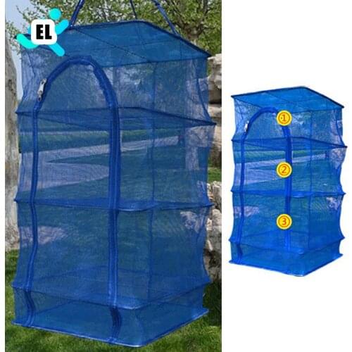 3 Layer Shelf Hang Cage Fish Rack Outdoor Hanging Drying Tableware Food Dry Net