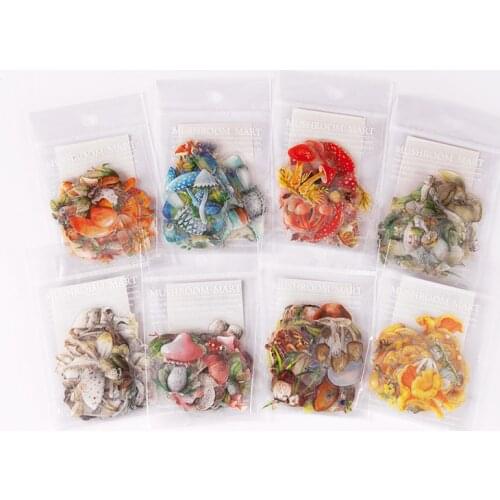 45pcs/lot Kawaii Stationery Stickers Mushroom Market Series Decorative Mobile Stickers Scrapbooking DIY Craft Stickers