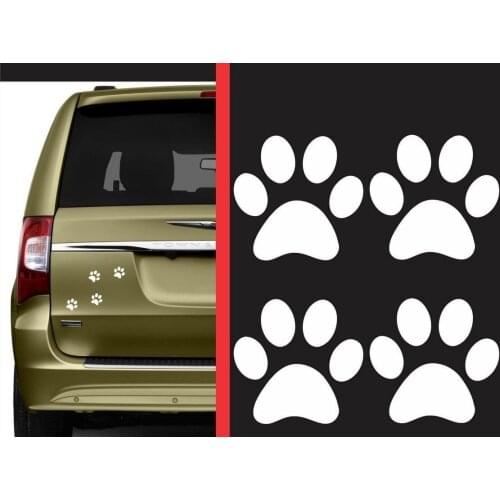 4x Dog Paw Print Sticker Vinyl Decal Jdm Pit Bull Puppy Doggy Bulldog 5x5.5cm