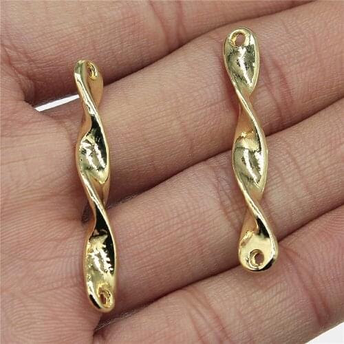 Tristana 6pcs Charms Connector Kc Gold Twisted Geometric Diy Jewelry Making Accessories 5x37mm