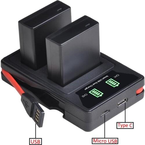 1500mAh DMW-BLG10 DMW BLG10 BLG10E Battery +LED Dual Charger with USB and Type-c for Panasonic LUMIX GF5 GF6 GX7 LX100 GX80 GX85