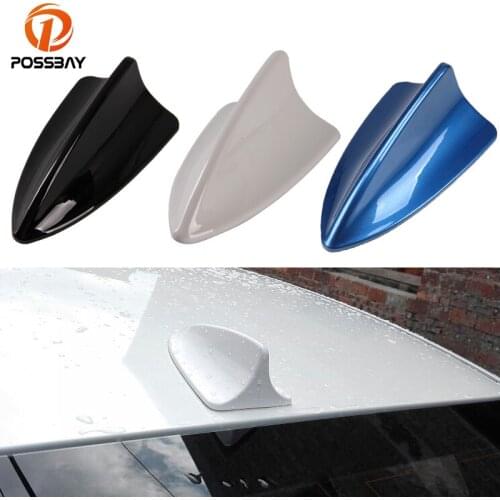 POSSBAY Car Universal Shark Fin Roof Decorative Decorate Antenna Aerial Black/Blue/White Antennas Sticker for Nissan Honda Ford