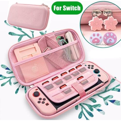 New Pink For Switch Storage Bag TPU Protective Cover Shell Portable Carrying Sakura-Pink Game Case For Nintendo Switch Access