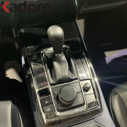 For Mazda CX30 CX-30 2020 2021 2022 Stainless Steel Carbon Fiber Interior Gear Shift Panel Cover Trim Car Accessories 2pcs/set