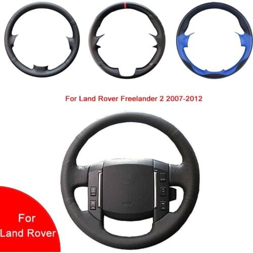 Breathable Punch Hand-Stitched Black Artificial Leather Car Steering Wheel cover For Land Rover Freelander 2 2007-2012