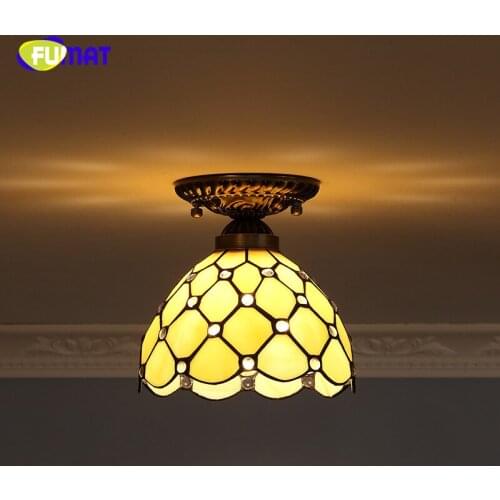 FUMAT Baroque Stained Glass Lamp European Retro Indoor Light Fixtures For Front porch Aisle Vitrage Lights Mosaic Ceiling Lamps