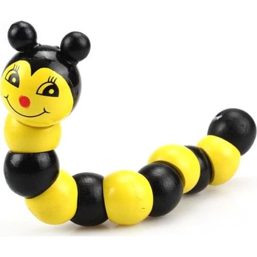 Kids Cute Caterpillar Educational Toy Baby Children Wooden Flexible Twist Worm 23GD