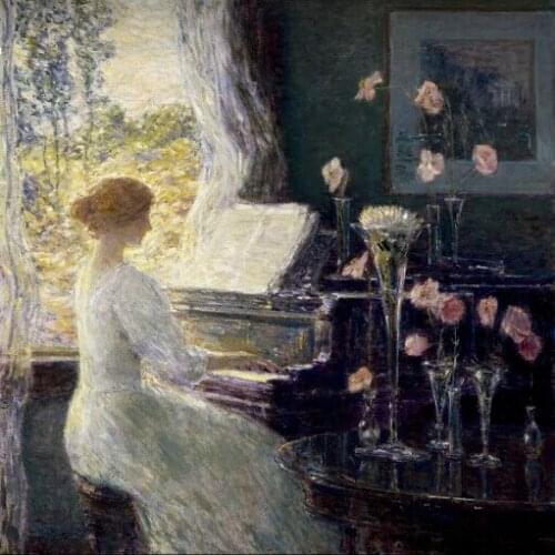 Beautiful woman Oil painting High quality the sonata by Chlide Hassam oil painting reproduction 100%handmade