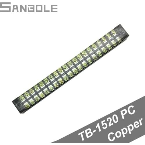 Terminal Block Connection TB-1520 Connector Dual Row with screws cover 600V 15A 20 Position 20P Copper 0.5-1.5mm2