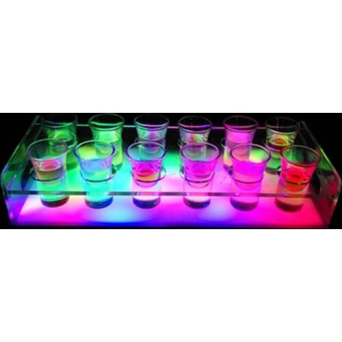 12 hole Bar Red Wine Champagne Cocktail Stand KTV Colorful LED Creative Lighting Decoration Beach Glass Bullet Cup