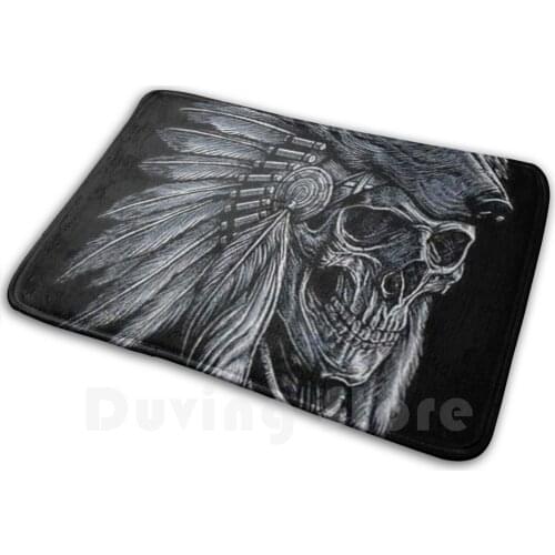 Dead Native Chief Mat Rug Carpet Anti-Slip Floor Mats Bedroom Dead Death Chief Chiefs Chiefly Skeleton Skeletons Skeletal Skull