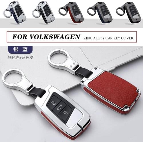 Zinc Alloy Leather Car Key Case Cover Holder For VW Volkswagen Atlas Teramont Skoda Superb Kodiaq