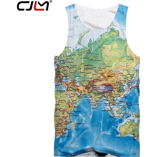 CJLM 3D Tanks 2018 Summer Tops Men 3d Digital Print World Map Tank Top Hombre Hip Hop Sleeveless Shirts Man Brand Singlets 5XL