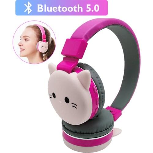 Cute Kids Girl Cartoon Blueooth Headphones 3D Cat Rabbit Animal Wireless Music Helmet Gaming Headset For Moible Phone MP3 PC