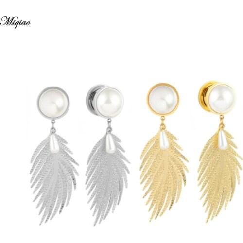 Miqiao 2pcs Stainless Steel Ear Plugs Tunnels Ear Expander 6-16mm Piercing Body Jewelry for Men Women