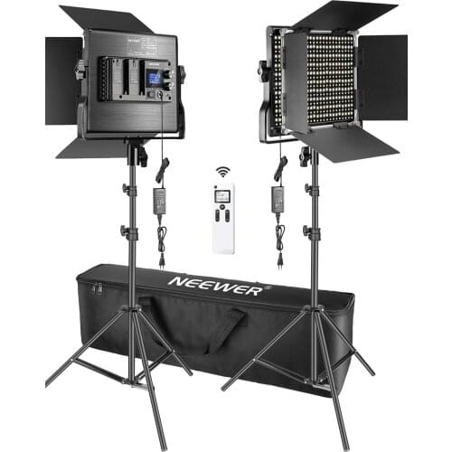 Neewer 2-Pack Advanced 660 LED Panel Video Light Kit Photography Dimmable with 2.4G Wireless Remote for Studio Shooting