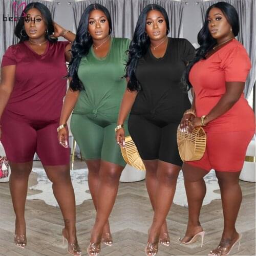 Summer 2 Piece Sets Womens Outfits Plus Size Tops And Joggers Biker Shorts Casual Two Piece Set Outfits Matching Sets Clothes