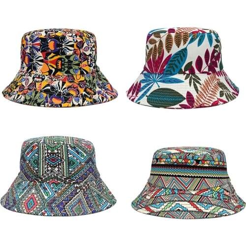 2021 Boho Cotton Hip Hop Striped Bucket Hats Women Men Spring Summer Designer Sun Cap Fishermans Hat Panama Female