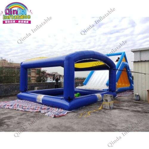 Customized inflatable cover tent with pool,5m inflatable pool with tent cover for kids