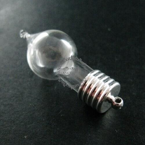 15x35mm water drop glass blub wish vial pendant globe charm with silver plated loop DIY glass dome jewelry supplies 1820239