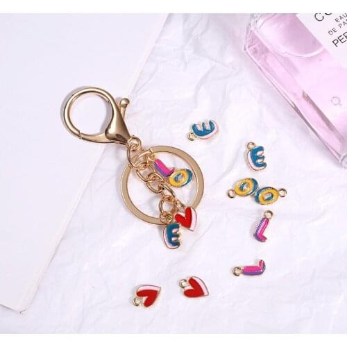 12pcs/pack LOVE Alphabet English Word Enamel Charms Jewelry Earring Bracelets DIY Pendant Jewelry Making Golden Base 12*7.5mm