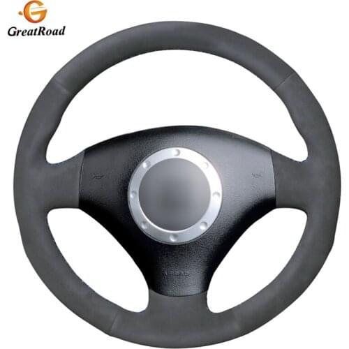 Hand-stitched Black Suede Anti-slip Steering Wheel Cover for Audi A3 2000-2003 A4 2003-2005 RS 6 2003 S4 2004-2006 TT 2001