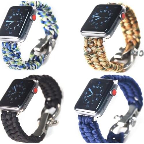 Nylon Rope strap for Apple Watch Band Series 6 5 44mm 40mm Wrist band For iWatch SE 4 3 2 1 42mm 38mm Paracord Survival Bracelet