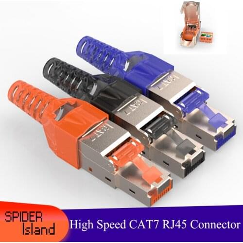 Network Cable Crystal Head Pressure-free Tool Free Cat7 Shielded 10G Crystal Male Gigabit Network Rj45 Connector Adapter