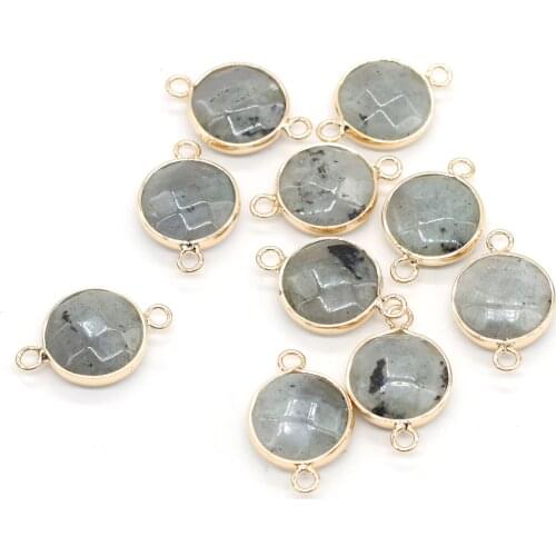 2pcs Fashion Natural Flash Labradorites Pendant Connector Irregural Pendant Connector for Making Jewelry Necklace 15x24mm