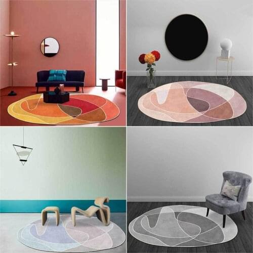 Modern Fashion Living Room Table Carpet Oval Morandi Style Balcony Decorative Mat Blue Orange Pink Girls Bedroom Bedside Mat