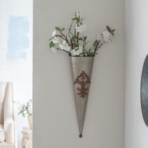 Retro Old Iron Bucket Wall Hanging Vase Artificial Flower Home Decoration Flower Gardening Jewelry Designer