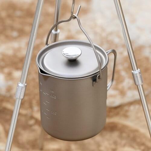 Triartisan 750ml Titanium Coffee Cup Mug French Press Pot Coffee Maker Outdoor Camping Cooking Pot Camping Mug Cooking Pot