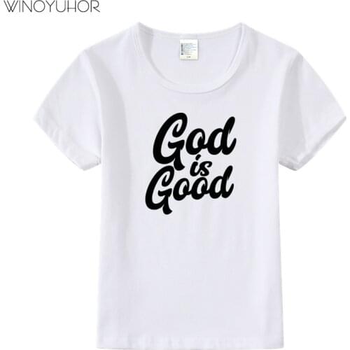 God Is Good Funny Letter Print T-shirt Kids Boy Girl Summer Short Sleeve T Shirts Baby Tops Harajuku Children Clothing