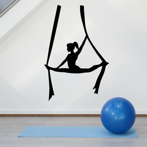 Yoga Pose Vinyl Wall Decal Fly Aerial Yoga Balance Girl Wall Stickers For Centre Meditation Bedroom Decor Accessories 3225
