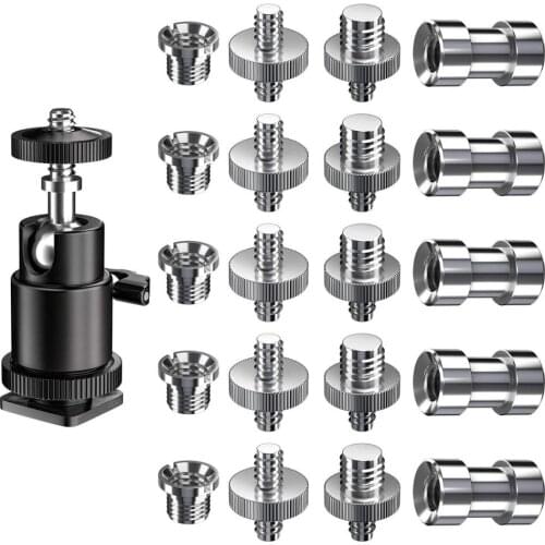 Camera Screw, 21 Pcs 1/4 Inch and 3/8 Inch Converter Threaded Screws 1/4" Hot Shoe Adapter Mount Camera Ball Head Set for Camera