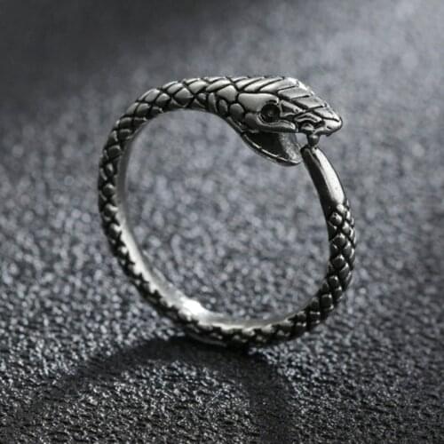 Vintage Open Adjustable Rings For Women Silvery Snake Eat Tial Cocktail Finger Ring Mens Jewelry Girl Boy Birthday Gift