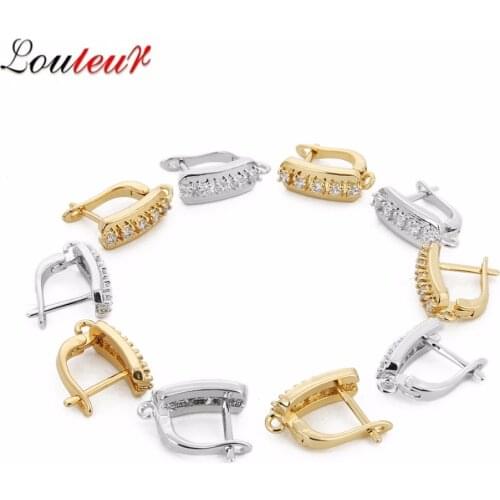 Handmade Jewelry Earrings Fittings Gold/Silver Color Zircon Earring Hook Claps Accessories For Women Pearls Tassels Earring