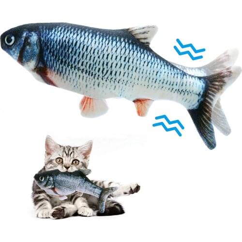 Funny Electric Fish Cat Toy Realistic Moving Wagging Fish Toys Interactive Pets Chewing Biting Kicking Pillow Fish For Dogs Cats