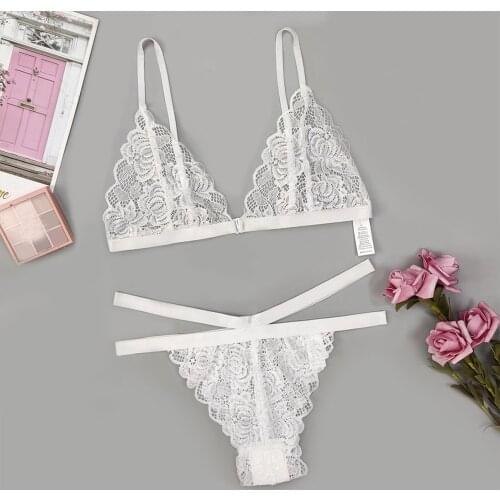 2PCS Womens Underwear Fashion Sexy Lingerie Women Lace Up Hollow Out Exotic Apparel Lingerie Set Sexy Underwear Bikini Set 2021