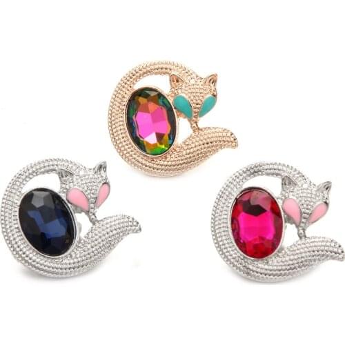 10pcs/lot New Rose Gold Snap Jewelry Fox Rhinestone Metal Snap Button Press Button For 18mm Snap Bracelets for Women Girl Gift