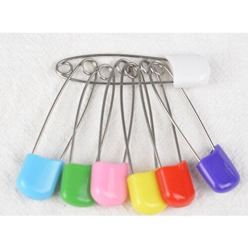10pcs 55mm Safety Pins Child Proof Safety Pin, Candy-Color-Smile Cute Baby Safe Pins ,Plastic Head, for Fabric Diapers