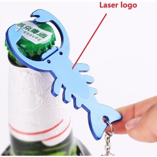 200Pcs/Lot Bottle Opener Creative Kitchen Tools Lobster shaped Cute Beer Wine Bottle Openers with Keychain Ring Can Laser Logo