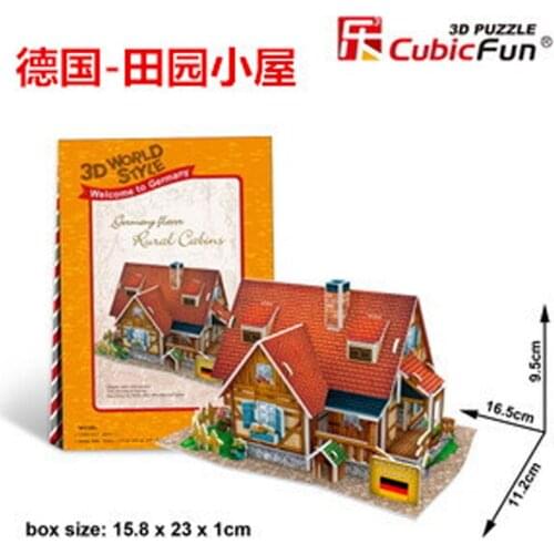 3D Puzzle German pastoral cottage DIY Creative gift Educational toys World style tour construction paper model T31